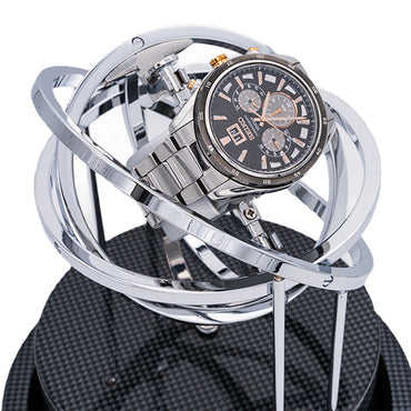 Tourner Gyroscopic Watch Winder Classic - Carbon Fiber/ Silver