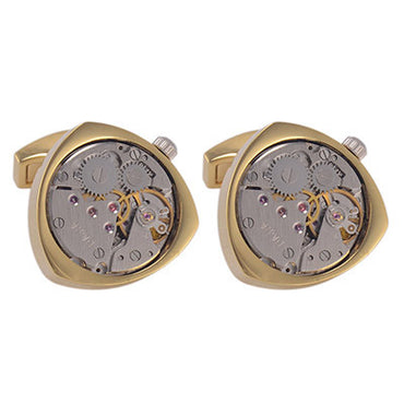 Mechanical Watch Cufflinks Tri  - Gold