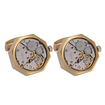 Mechanical Watch Cufflinks Hexa - Gold