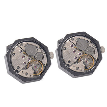 Mechanical Watch Cufflinks Hexa - Black