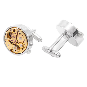 Mechanical Watch Cufflinks - Gold & Silver