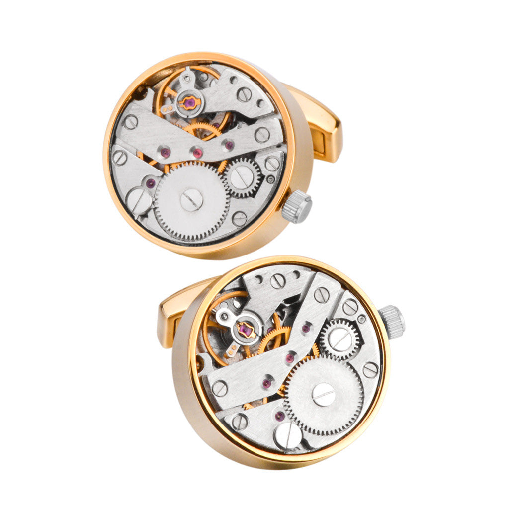 Mechanical Watch Cufflinks - Gold