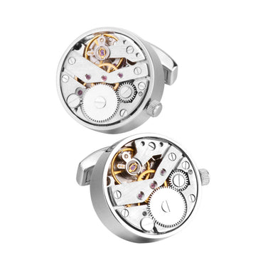 Mechanical Watch Cufflinks - Silver