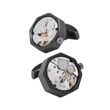 Mechanical Watch Cufflinks Hexa - Black
